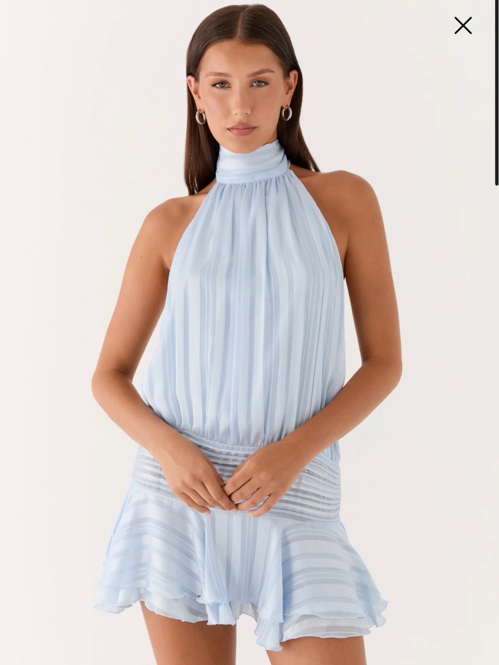 Peppermayo Light Blue Ruffle Mini Dress